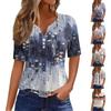 Dámské tričko Tričko Potisk knoflíku Krátký rukáv Denní víkend Móda Basic Top s výstřihem do V