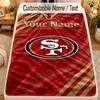 Flaneldecke San Francisco 49ers Benutzerdefinierter Name Text Personalisierte Weiche Warme Überwurfdecke Heimdekoration Geschenk