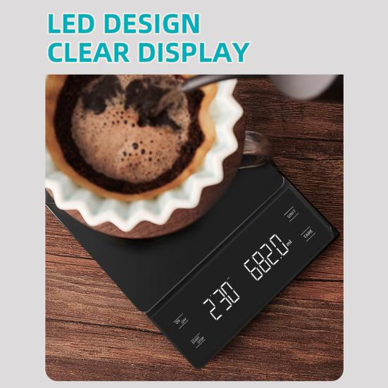 Mini Coffee Scale with Timer 0.1G/3Kg 3 Units High Precision LCD Display