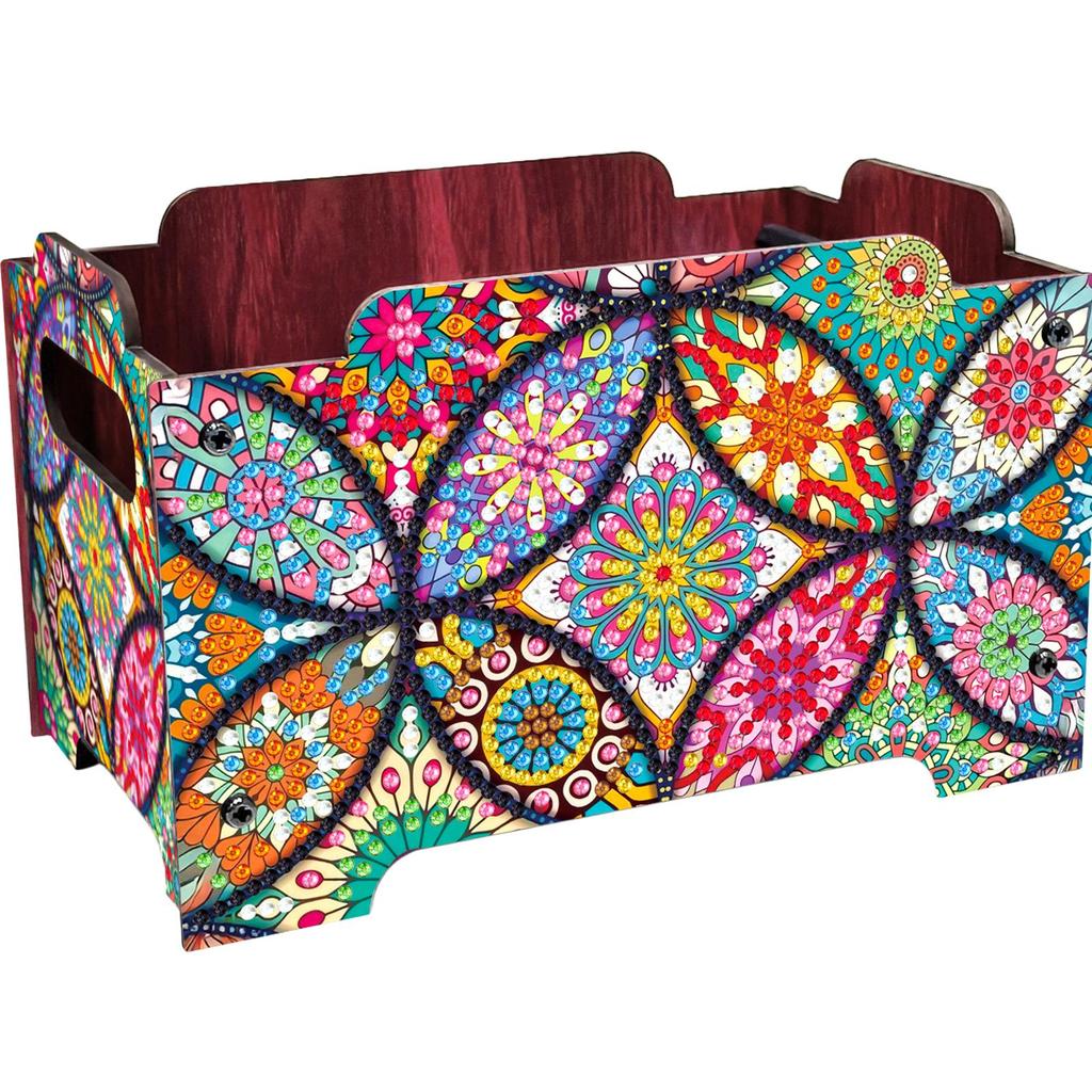 DIY Diamond Painting Crystal Mosaic Storage Container Wooden Crystal Storage Handbag Kit Handmade Storage Clutch for Home Decor