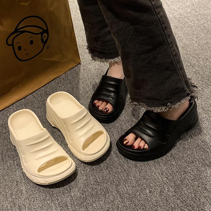 Summer Outdoor Wedge Flip-Flops: Thick-Soled High-Heeled Beach Sandals