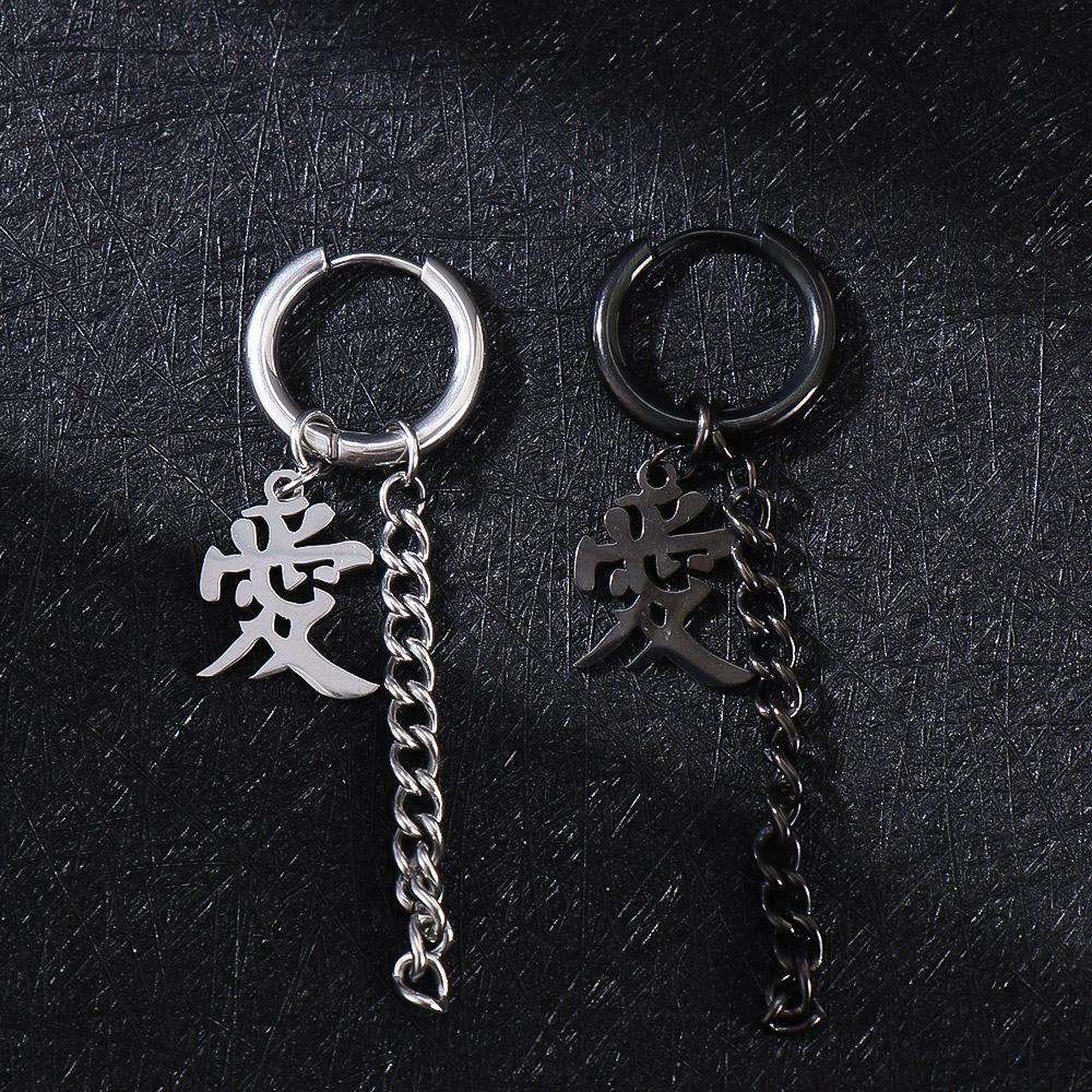 Steel Tassel Star Korean Style Clip Earring Fashion Jewelry Word Love Earring Men Hoop Earring