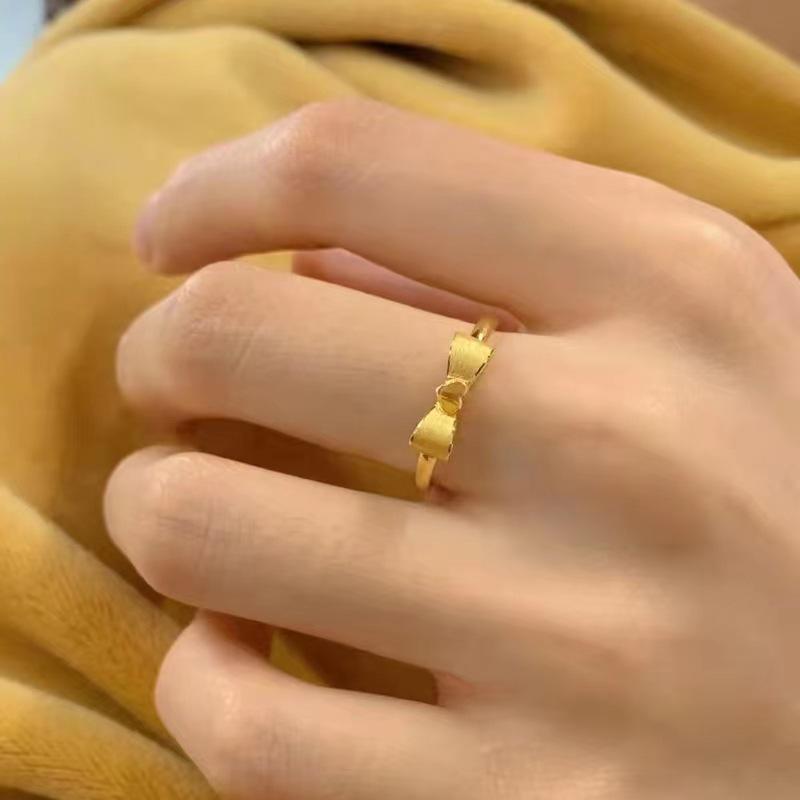 Gold Heart-Shaped Bow Ring - Valentine's Day Special