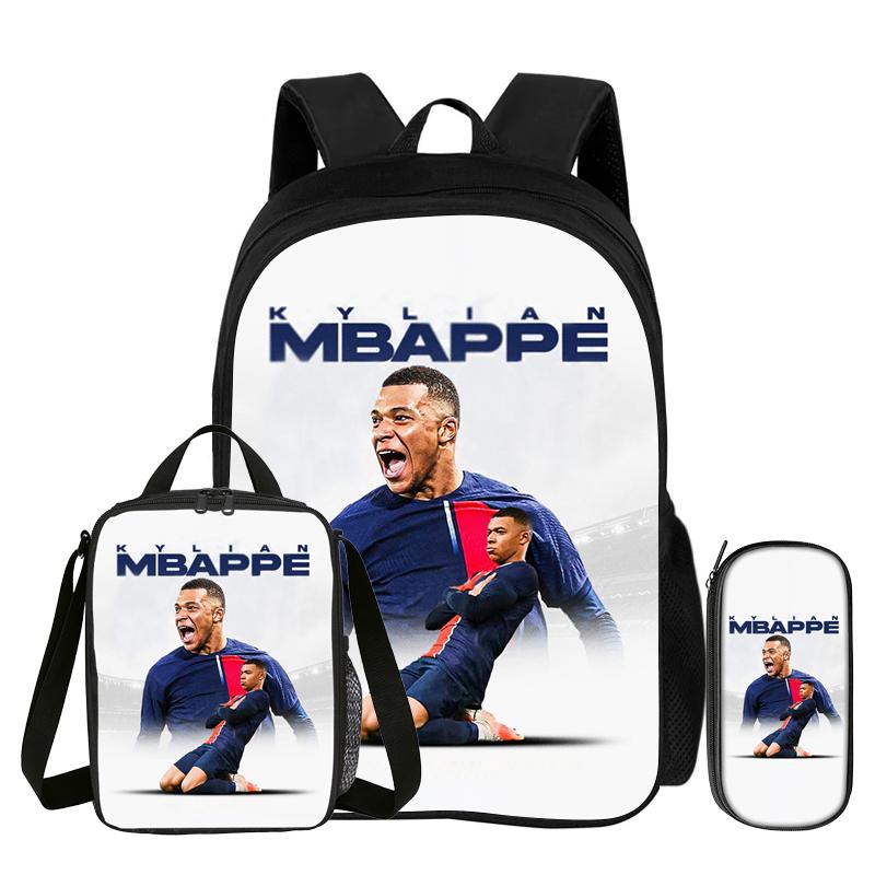 Leren, Reis Voetbal Sport Rugzak M-Messi 3 Delige Set Kinder Rugzak Draagzak, Etui, Voetbalster Rugzak
