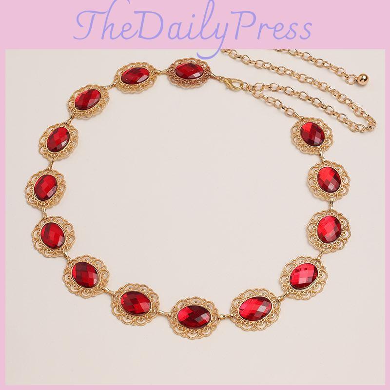 Hollow Metal Stylish Waist Chain With Rhinestone Accents For Women Fashion