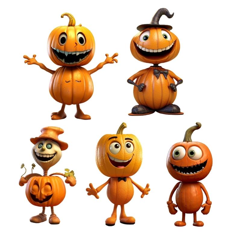 2024 New Halloween Pumpkin Figurines Decorations Ornaments Resin Pumpkin Figurine Home Table Decor Halloween Thanksgiving Party