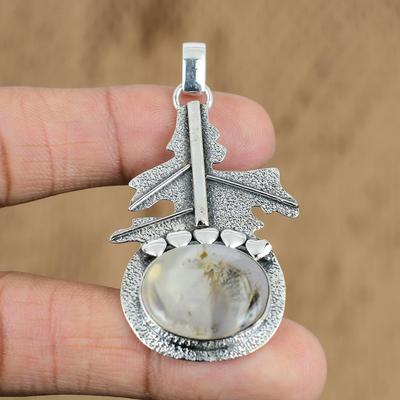 Anniversary Gift For Her Natural Montana Agate Gemstone Pendant 925 Silver