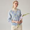 Zhaojun Damen dicker Jacquard Kaschmir Rundhals Cardigan