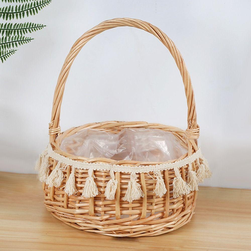 Sturdy Flower Arrangement Basket Willow Rattan Wicker Half Moon Baskets  Wedding