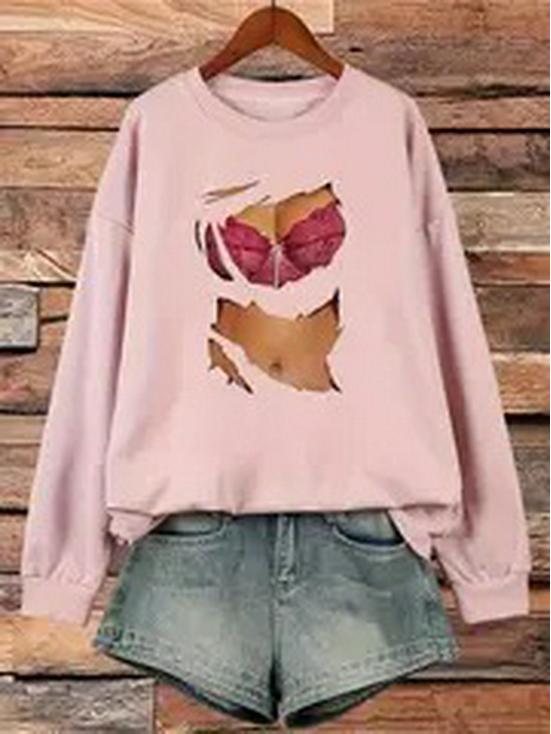 

Женский свитер с европейским и американским принтом, с круглым вырезом, 2024 XL розовый