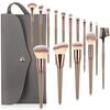 15-teiliges Champagner-Gold Make-up-Pinselset Weiche Synthetikborsten Lidschatten Rouge Puderpinsel mit Kosmetiktasche Tragbares Make-up-Werkzeugset