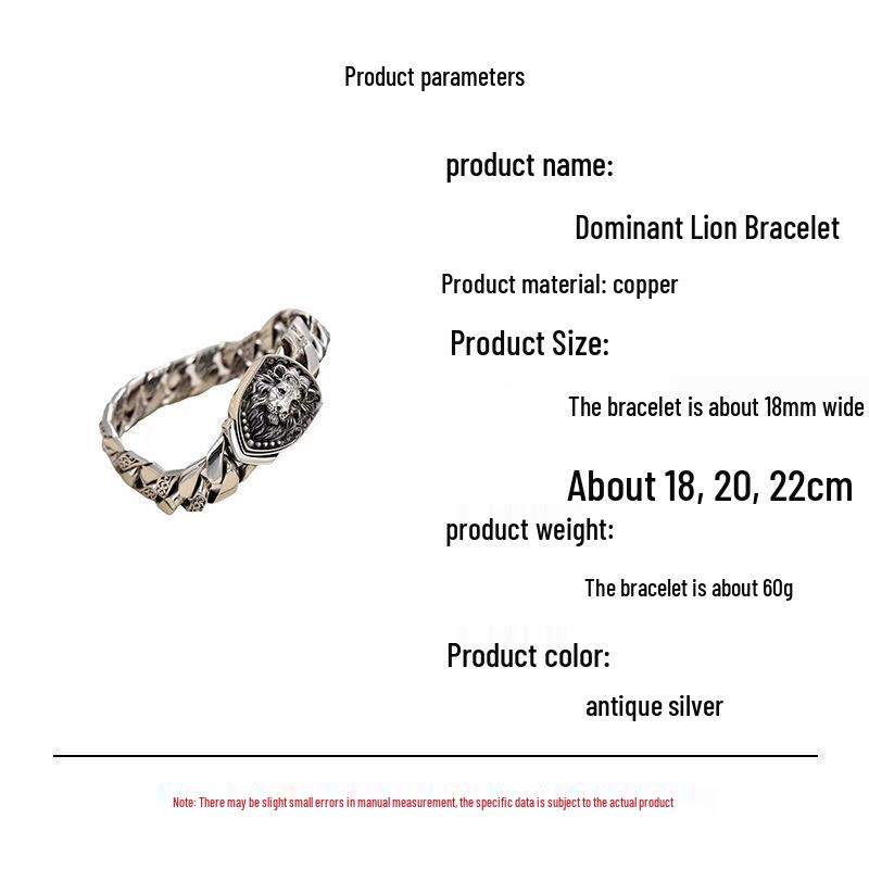 Gepersonaliseerde Artistieke Leeuwenarmband voor Mannen: Stijlvolle, Veelzijdige, High-End Sieraden met een Eenvoudig, Niche Ontwerp.