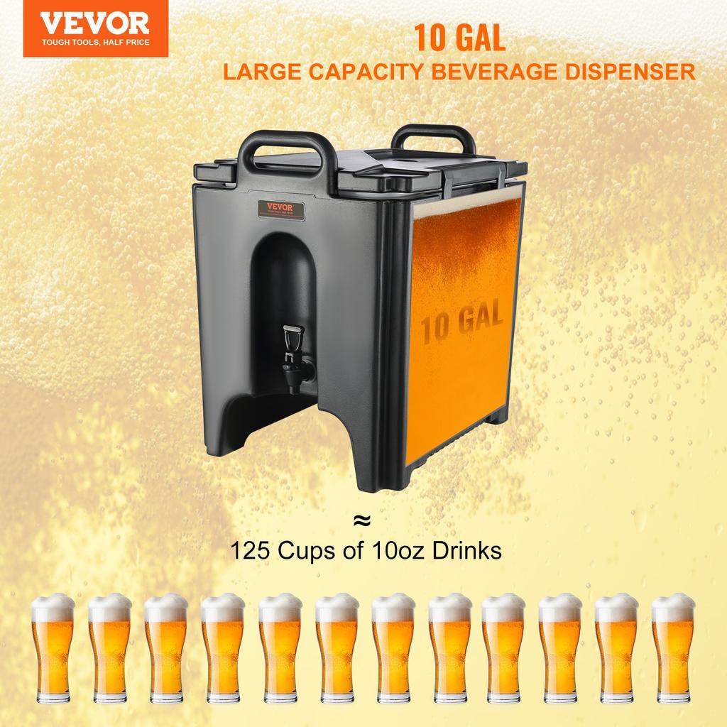VEVOR Insulated Beverage Dispenser, 37.9 L, Food-grade LL9450UP Hot and Cold Beverage Server