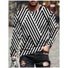 T Shirts for Man Geometric Block 3D Print Autumn Long Sleeve T-Shirt Pullover Casual Male Tops Street Lightweight Men's Clothes