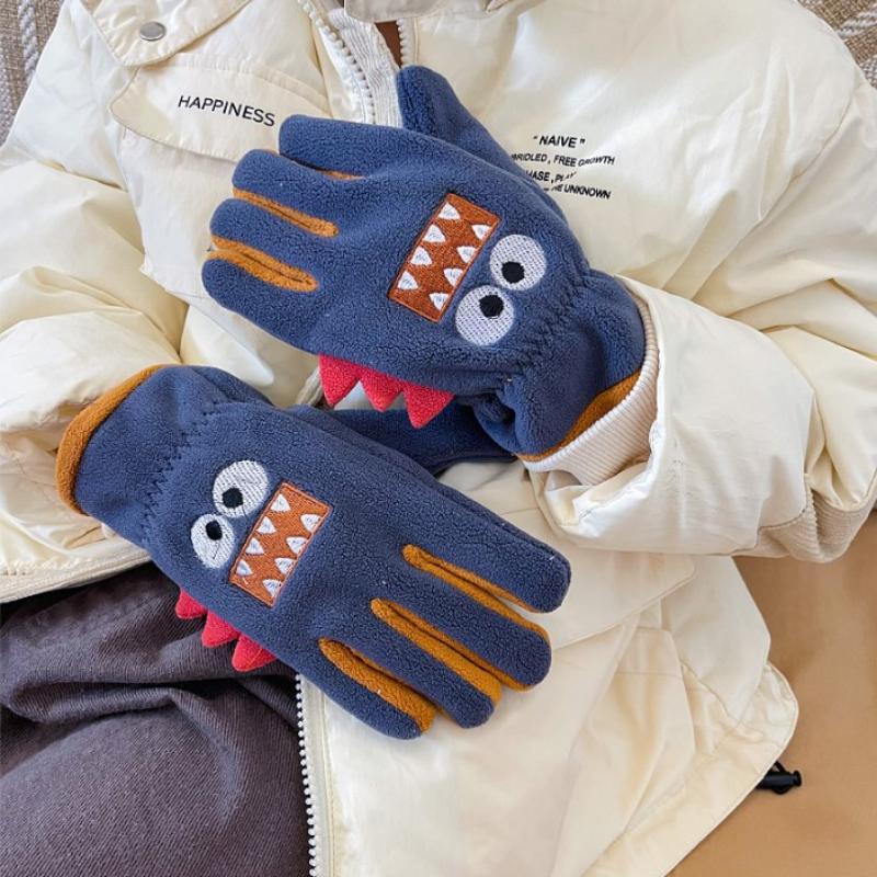 Süße Cartoon Kinder Winter Warme Handschuhe Polarfleece Verdickt Mädchen Jungen Vollfinger Fäustlinge Für Kinder Outdoor-Handschuhe