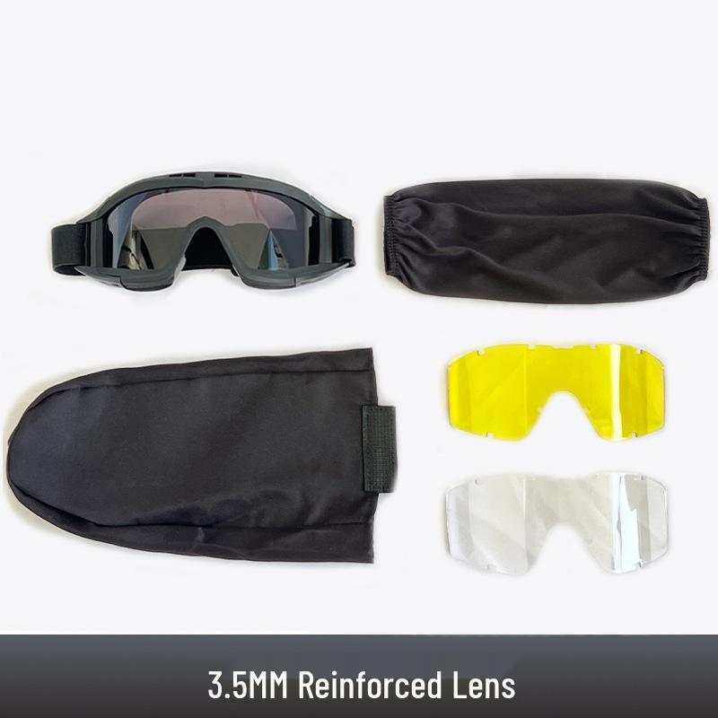 Impact-Resistant Tactical Combat Goggles - Windproof & Sandproof Shooting Glasses for Outdoor Use