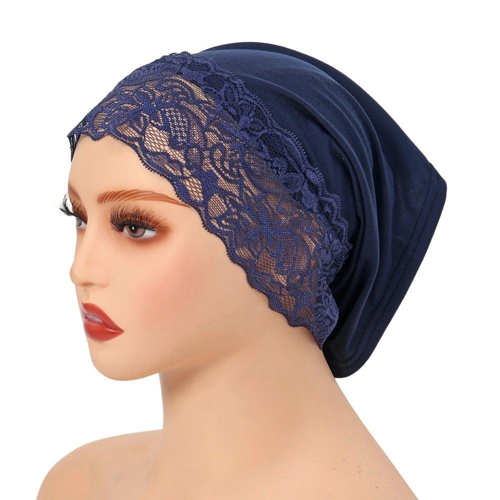 Solid Color Hijab Cap Elegant Undercap Comfortable Fit Pullover Hat  Women Headwear