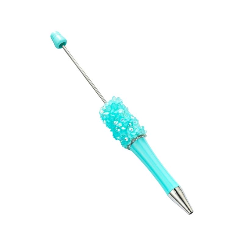 6PCS Sparkling Beadable Pen Ergonomic Grip Ballpoint Pen For Students Adult Daily Writing Journaling Art Craft Project