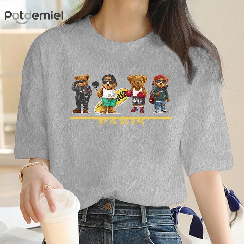 

Хлопковая футболка с коротким рукавом с принтом, топ в стиле Y2K, круглый вырез, летний тренд XXXXL