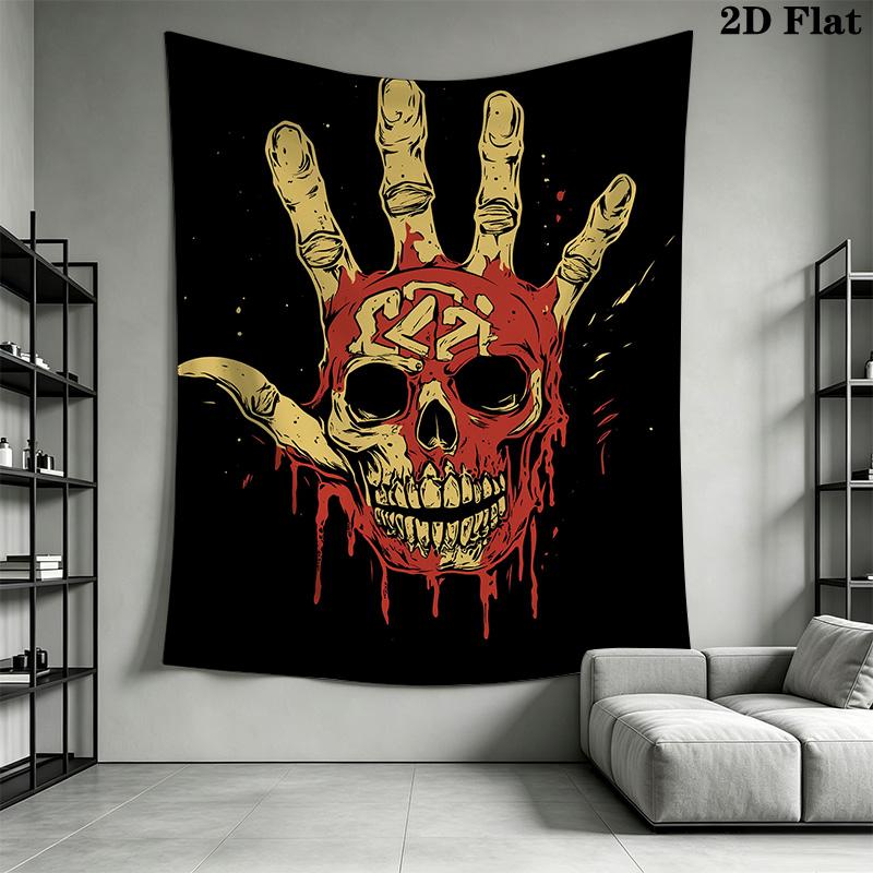 Skull with Bloody Hand Pattern Home Decor Tapestry, Wall Hanging, Decorative RV Wall Cloth.MGT0918387