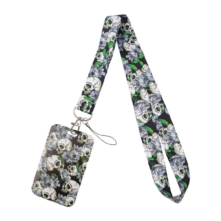 

Unconventional Skull Crow Keychain Lanyard Heavy Duty Plastic Case For Student Badge Transport Card Organization