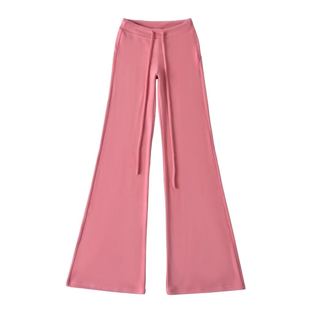 Trendy Women's Fleece Yoga Sweatpants with Drawstring Waist and Micro-flare Design