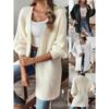 Women Casual Long Sleeve V Neck Solid Open Front Faux Mink Knit Cardigan Sweater Outerwear