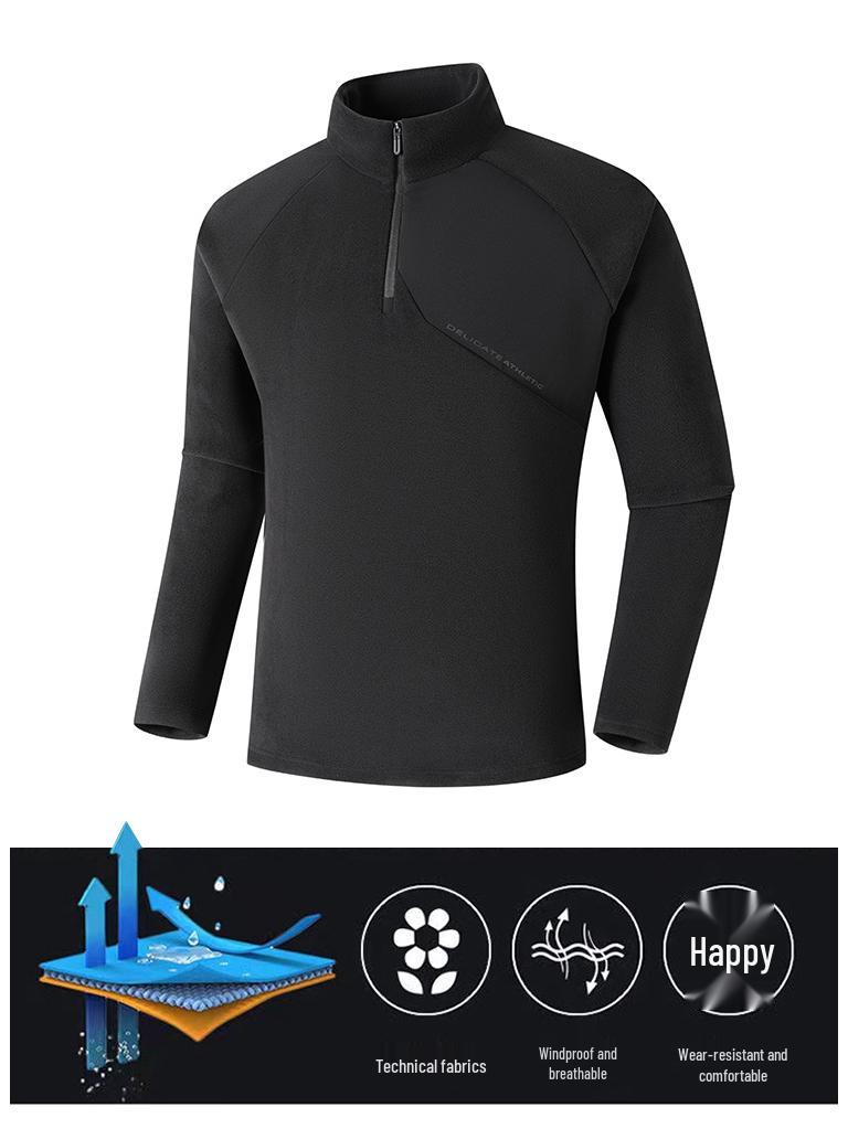 Autumn/Winter Owl Velvet Men's Stand-Collar Zipper Sweatshirt