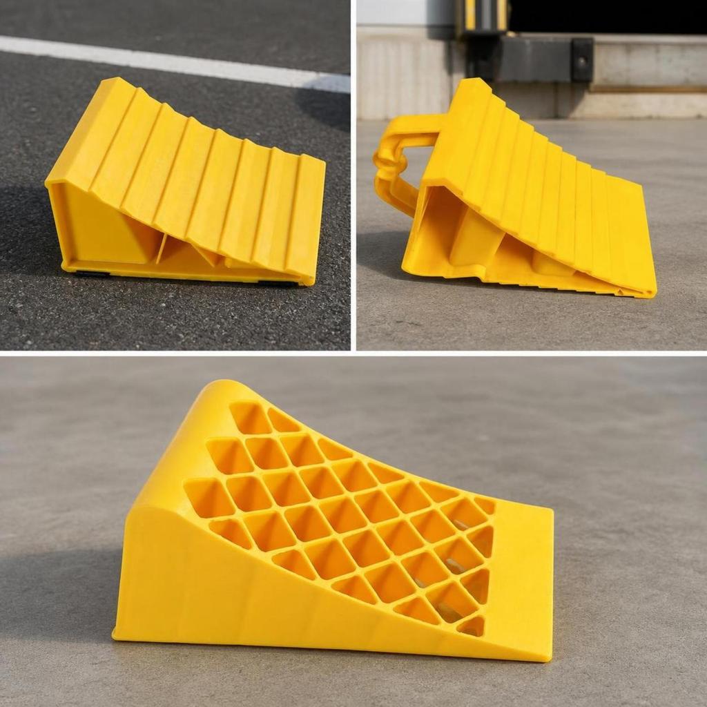 Plastic Wheel Chock Ribbed with Raised Ribs Sturdy for Drivers