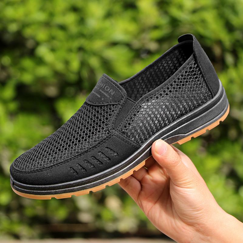 Foreign Trade Large Size Men's Shoes Summer Men's Old Beijing Cloth Shoes Breathable Casual Dad Shoes Elderly Shoes One Pedal Net Shoes