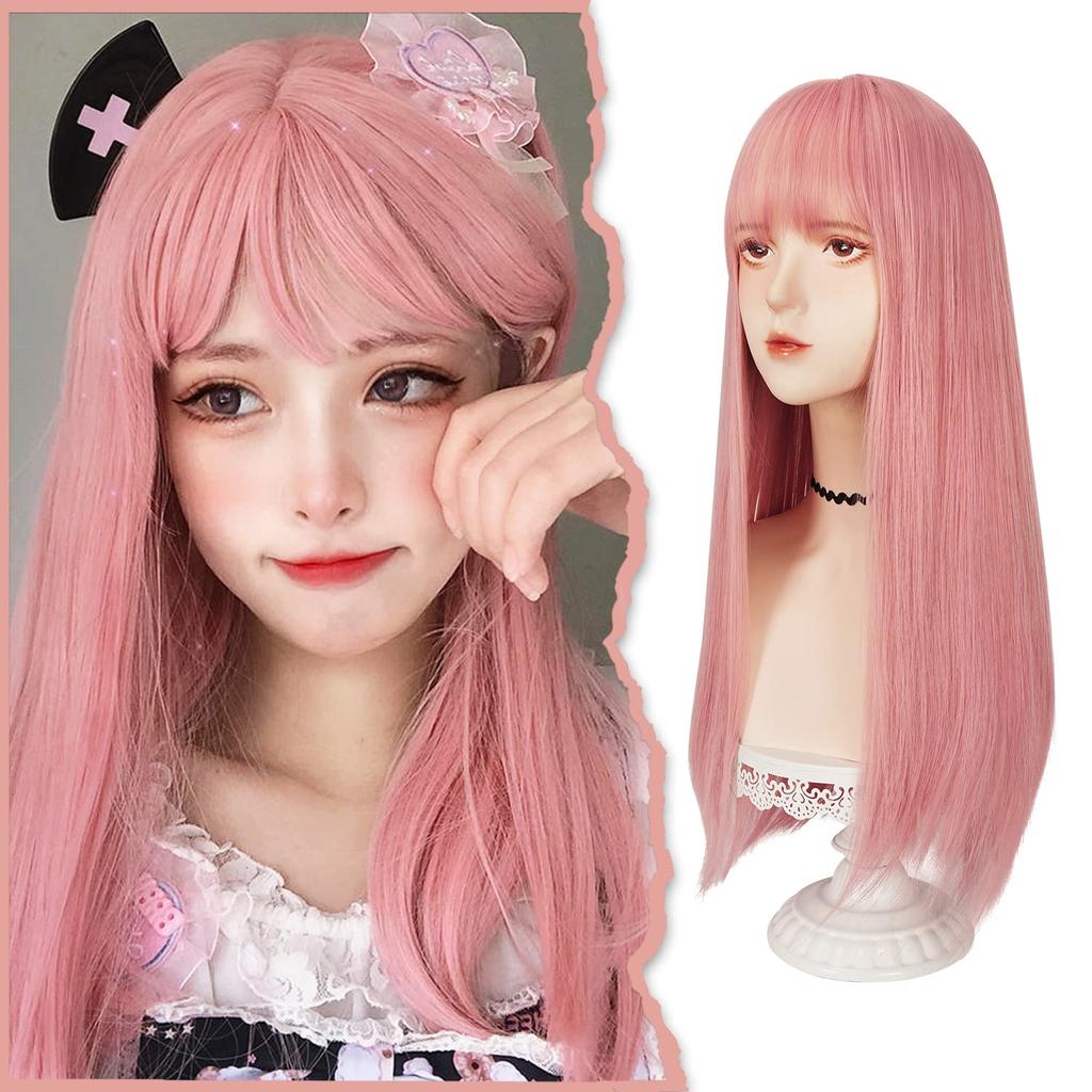 Peacoco Long Small Comes with Wig For Commuting to Work or Going Ladies Wig, Harajuku, Wig, Smooth, Face, Natural, Whorls, Crossdressing, Subculture,
