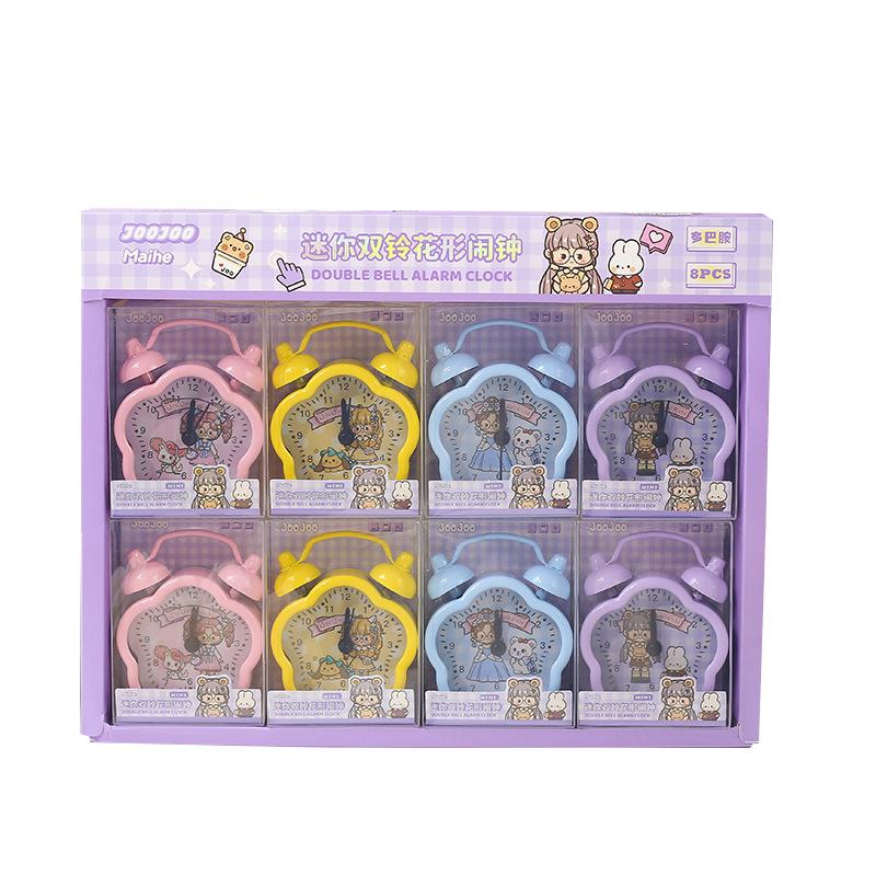 Mini floral wrought iron alarm clock Dopamine small chirp clock fun cute bedroom desktop creative small alarm clock