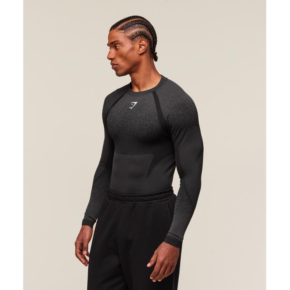 Gymshark Shadow Seamless Long Sleeve T shirT Black A1b5b Bb2j