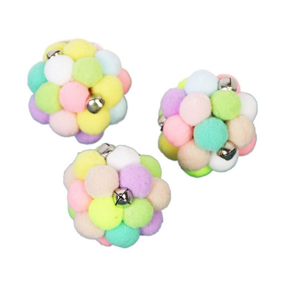 Bite Resistant Cat Catching Plush Ball with Bell Cat Plush Scratching Balls  Self Happy