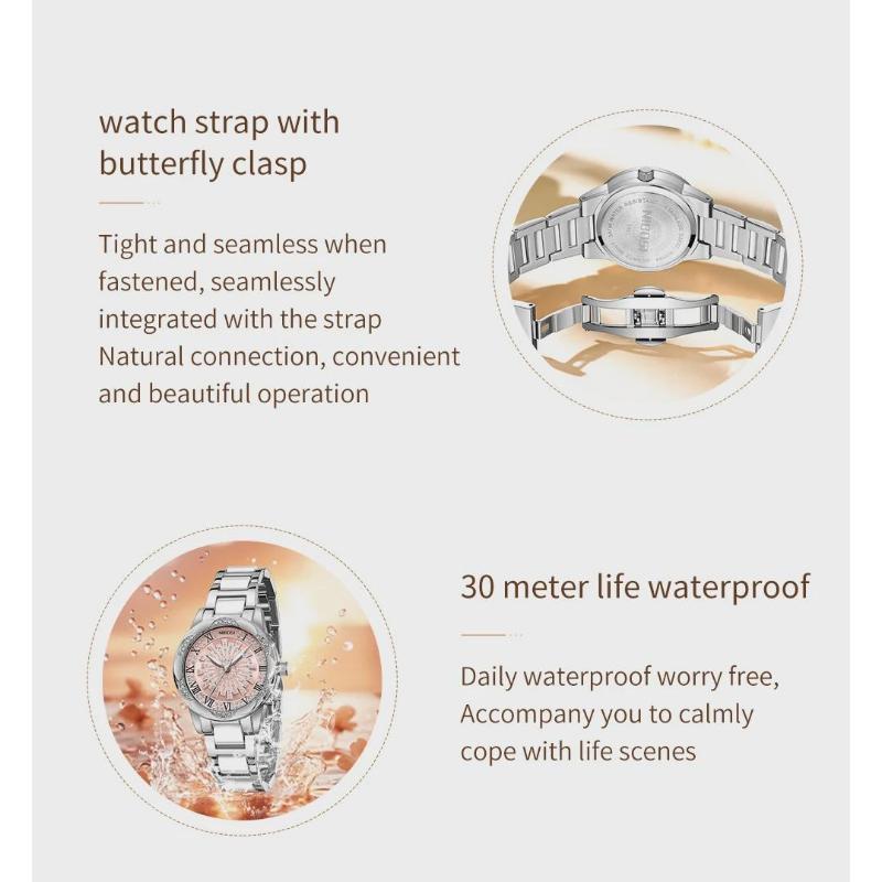 NIBOSI Woman Watch Stainless Steel Waterproof Luminous Elegant Ladies Wristwatch Luxury Diamond Dial Quartz Watch for Women