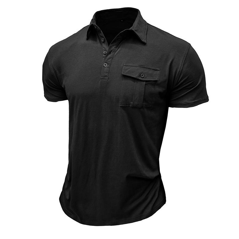 Polo da uomo a maniche corte, casual, per attività all'aperto, golf, tennis, polo, bottoni solidi, magliette estive, allenamento, lavoro, leggere, con colletto, per uomo