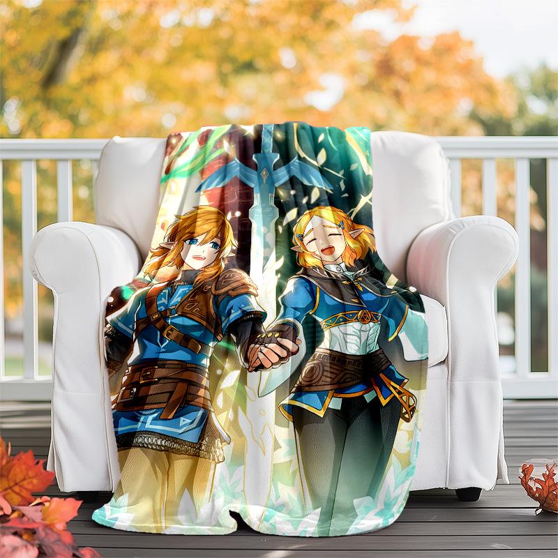 1pc Game Zelda Theme Blanket - Digital Print, Polyester, Cozy for All Seasons, Perfect for Outdoor, and Travel