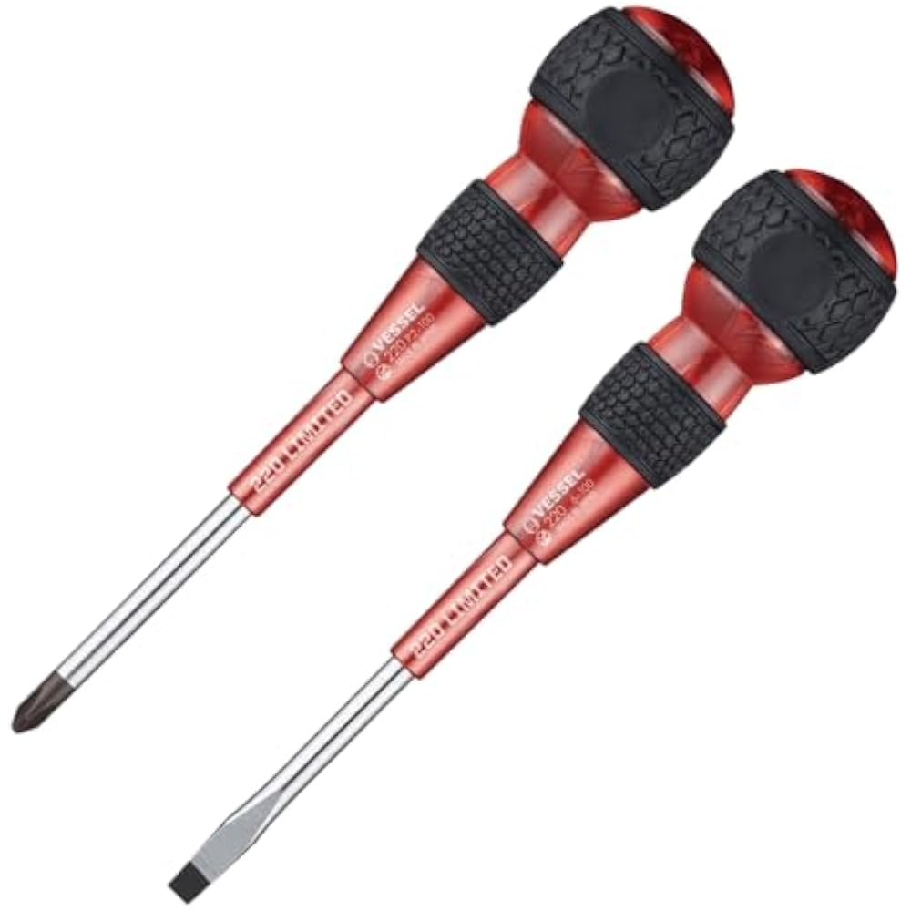 VESSEL (Vessel) Ball Grip Screwdriver Premium Set of 2 (Red) 220-2PS-PRE