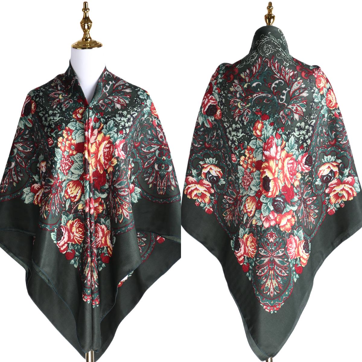 Retro Ethnic Xinjiang Russian Style Multi-functional Scarf: Windproof and Dustproof for All Seasons 140 cm