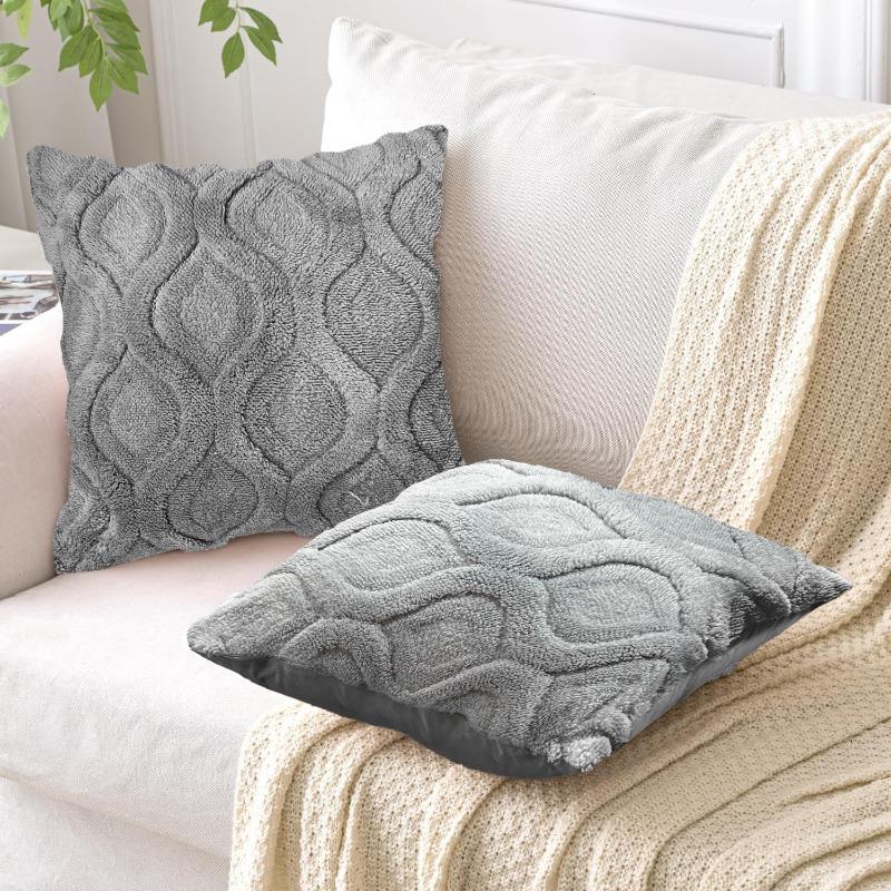 Scandinavian Style Living Room Pillowcase Textured Plush Cushion Case Minimalist Solid Color Pillow Cover Home Decor