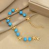 New Turquoise Starfish Bead Anklet For Women Fashion Bohemian Gold Color Anklet Set Female Summer Beach Foot Jewelry Accessories