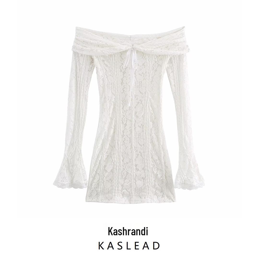 

Spring 2025 Women s European & American Style Off-the-Shoulder Lace Dress M белый