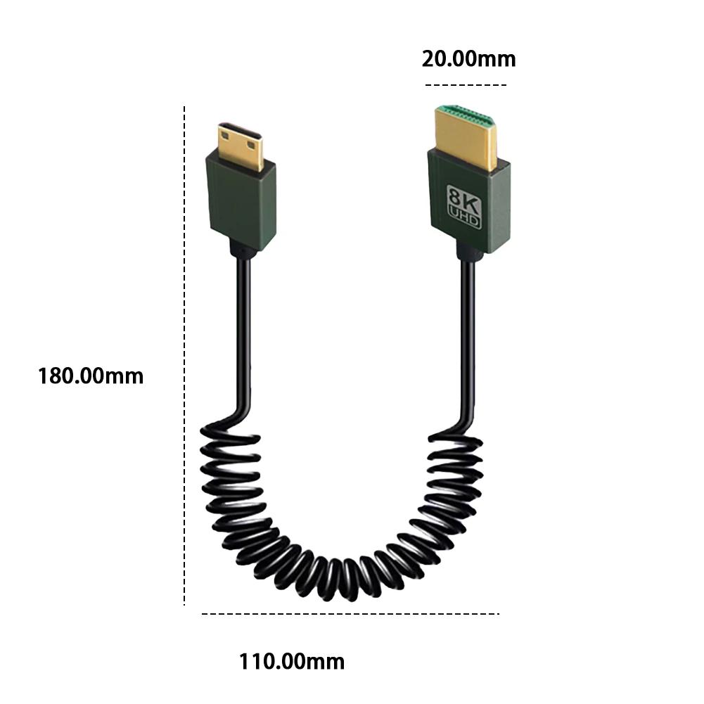 8K Ultra HD HDMI-Compatible To HDMI-Compatible Coiled Cable Male To Male Extreme Thin HDMI-Compatible 2.1 Cable 8K@60Hz 4K@120Hz