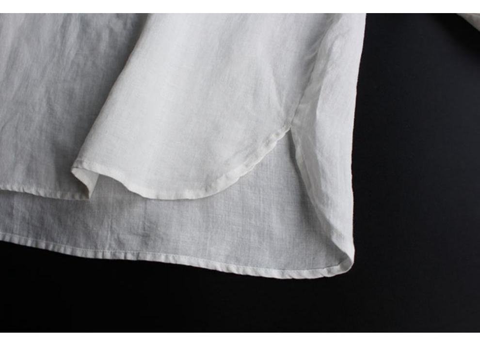 Women's Plus Size Cotton & Linen Shirt - Spring/Summer 2025 Ethnic Style with Wheat Ear Embroidery, Long Sleeve, Loose Fit.
