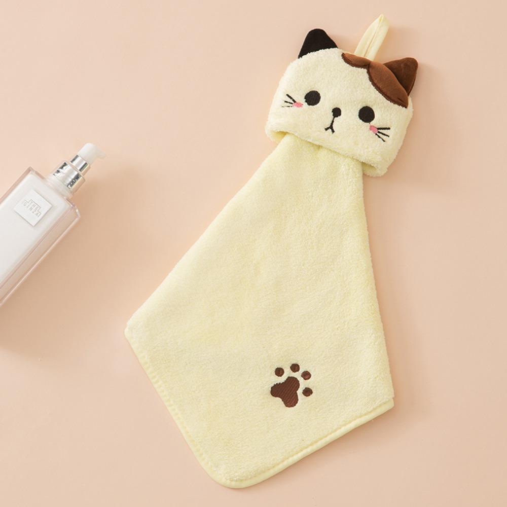 Absorbent Kitchen Cleaning Towel Coral Velvet Cleaning Rag Cute Hanging Towel  Bathroom