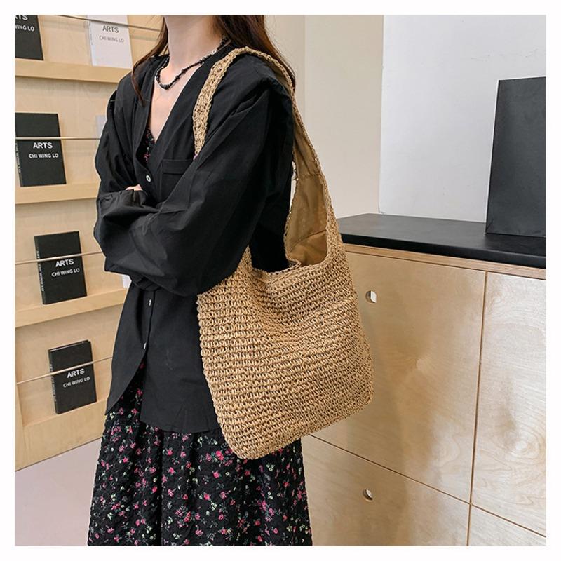 Summer large-capacity commuter straw bag woven bag women's new shoulder oblique span tote bag