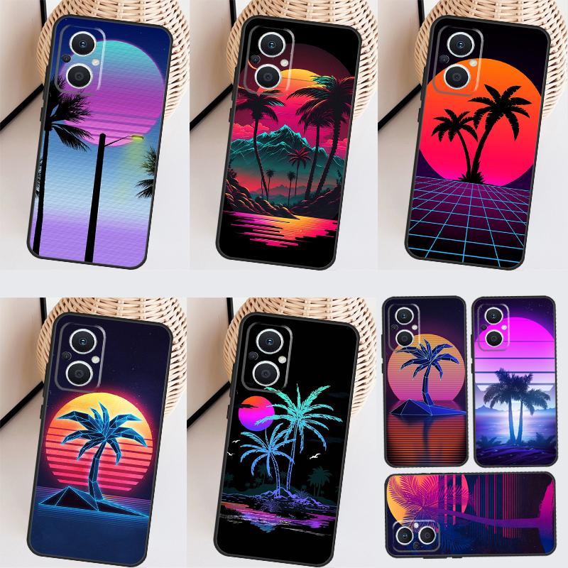 Retrowave Neon Palms Tree Case For OPPO Reno 4Z 5Z 2Z 8T 4 5 6 7 8 Lite 10 OPPO Find X2 Lite X3 Neo X5 X6 Pro Cover