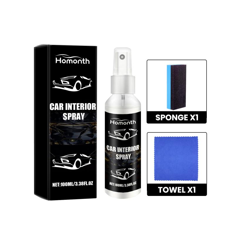 Car Interior Shine Spray Kit for Leather and Vinyl Seats Dashboard Quick Restoration and Protection for Daily Car Care
