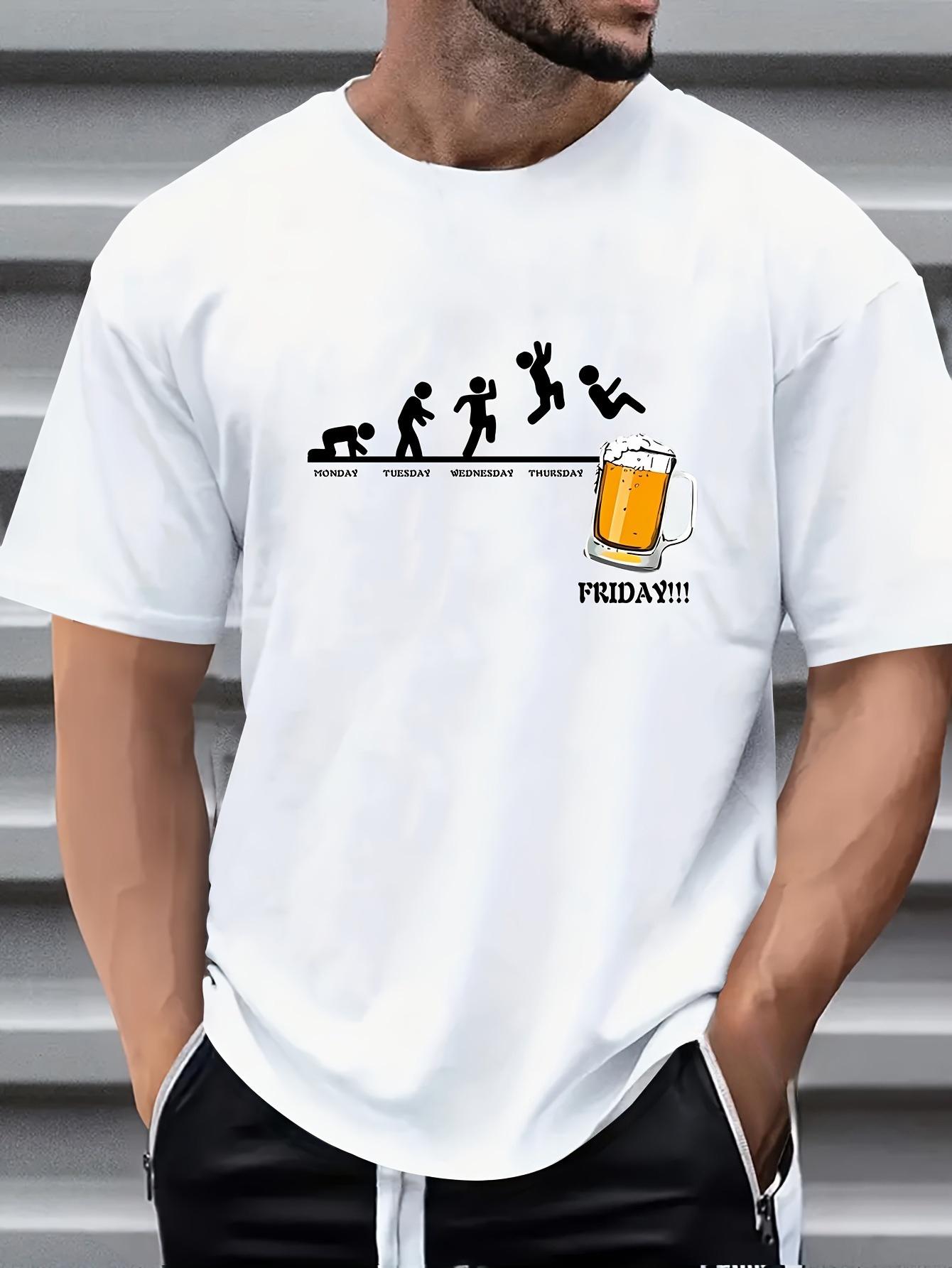 

Monday To Friday Beer Evolution Design T Shir Men s Cotton Tee Women Summer Oversized Novelty Streetwear Streetwear Trendy Top 5XL різнокольоровий