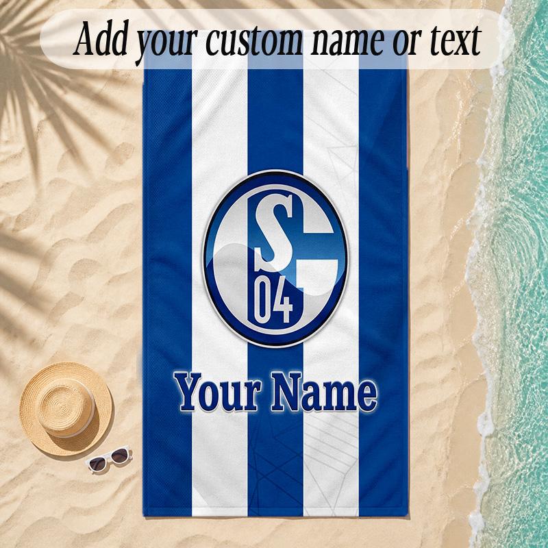 Beach TowelSchalke 04 FC Custom Name Text Personalized Soft Towel for Beach Pool Indoor Home Decor Gift